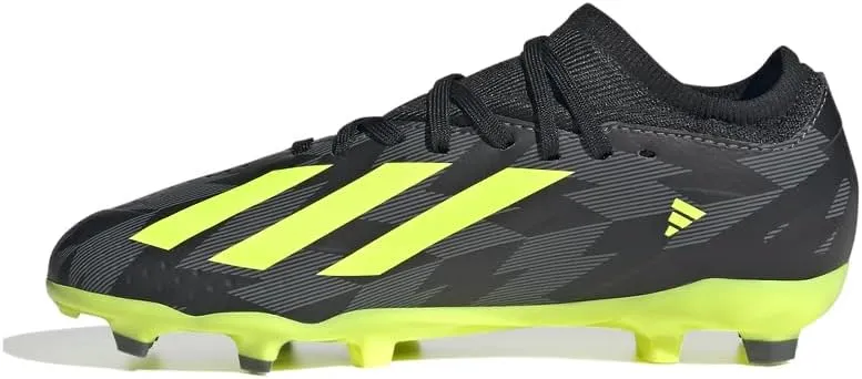 adidas Kids Boys X Crazyfast Inj.3 Firm Ground Soccer Cleats Cleated, Firm Ground - Black, Green