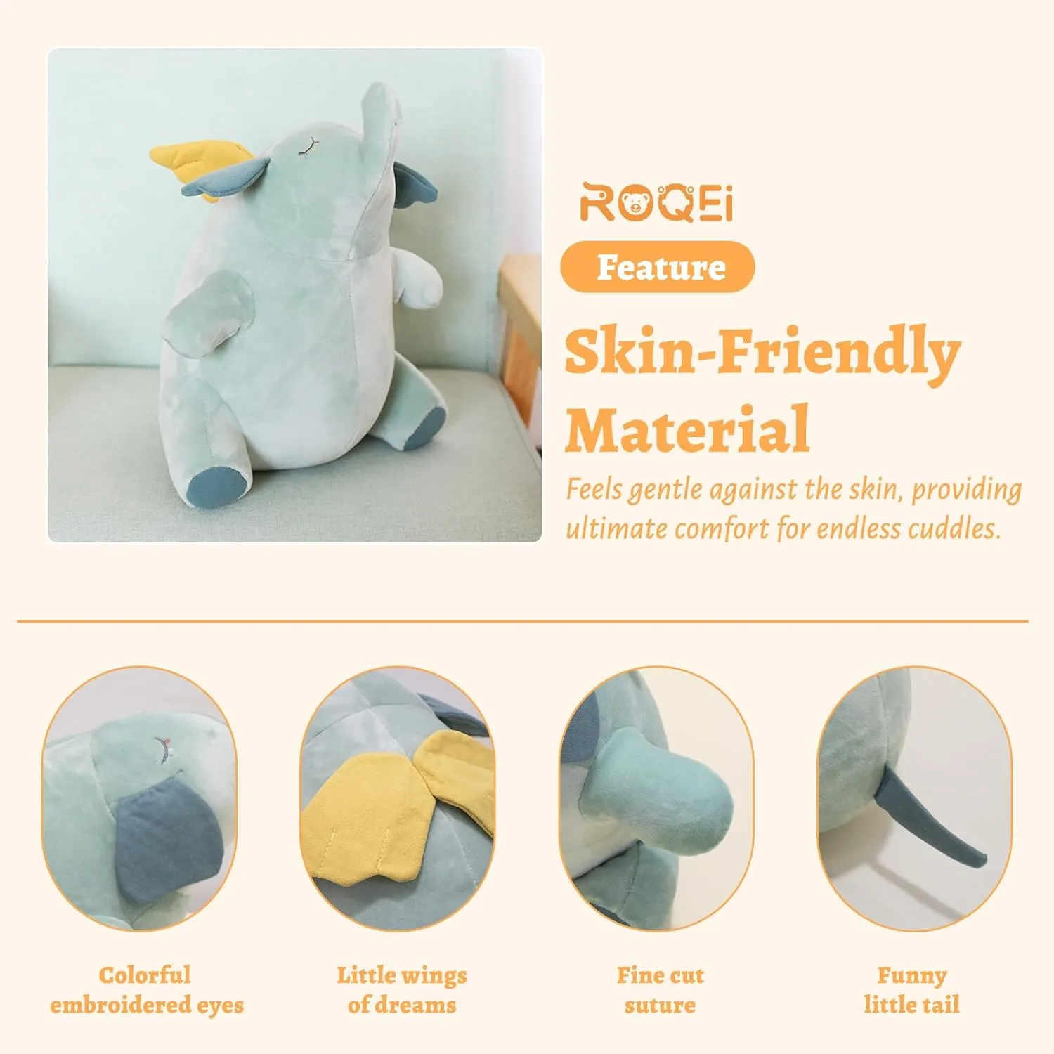 Adorable Elephant Stuffed Animal 13", Soft Huggable Plush Cute Pillow,Perfect Elephant Plush Toy Gift for Kids and Adults