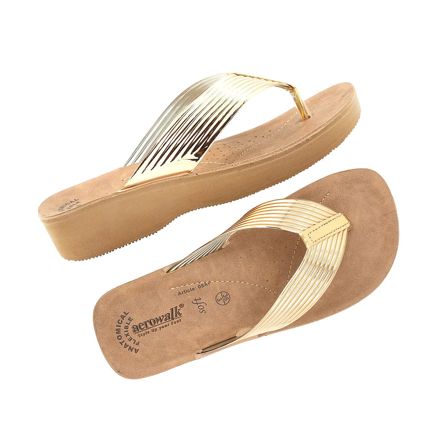 Aerowalk Women Slipper #08AP - GOLD