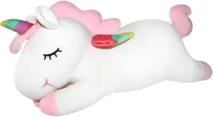 AIXINI Plush Unicorn Stuffed Animal Pillows Toy, 23.6 Inch Cute Soft White Unicorn Plushie with Rainbow Wings