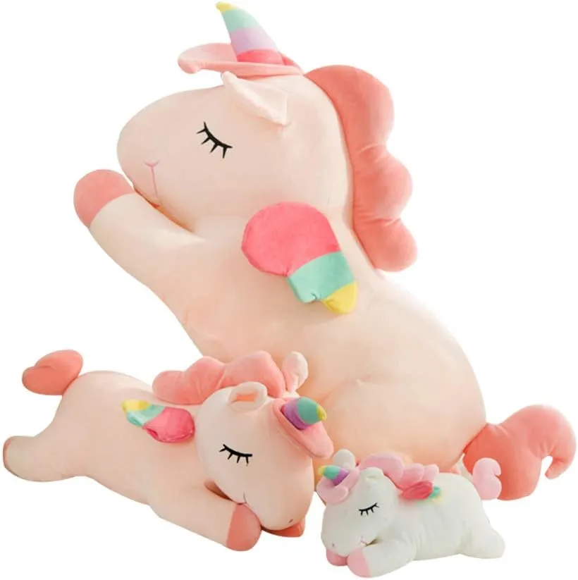 AIXINI Plush Unicorn Stuffed Animal Pillows Toy, 23.6 Inch Cute Soft White Unicorn Plushie with Rainbow Wings