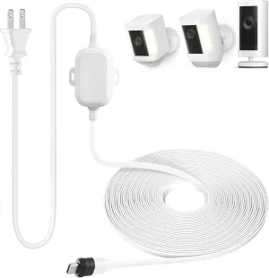 ALERTCAM Weatherproof Power Cord for Ring Spotlight Cam Plus/Pro (Battery), 25ft USB-C Outdoor Charging Cable for Continuous Camera Power Supply, White