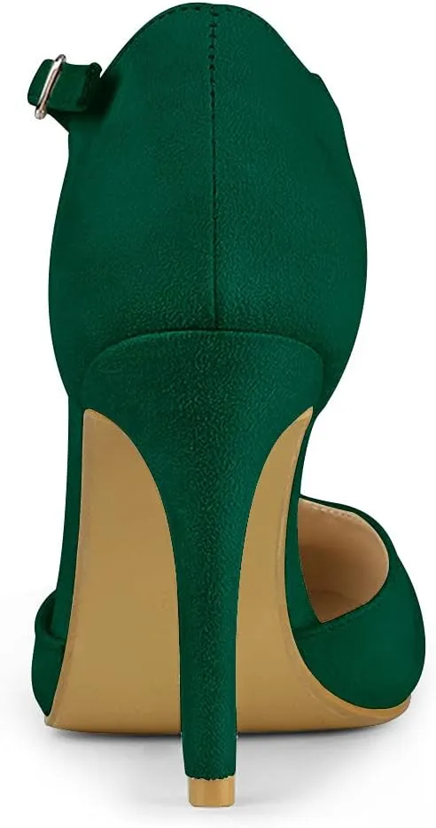 Allegra K Women's Rounded Toe Stiletto Heel T-Strap Dress Pumps