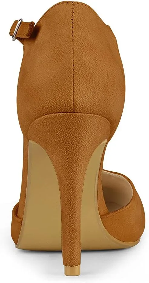 Allegra K Women's Rounded Toe Stiletto Heel T-Strap Dress Pumps