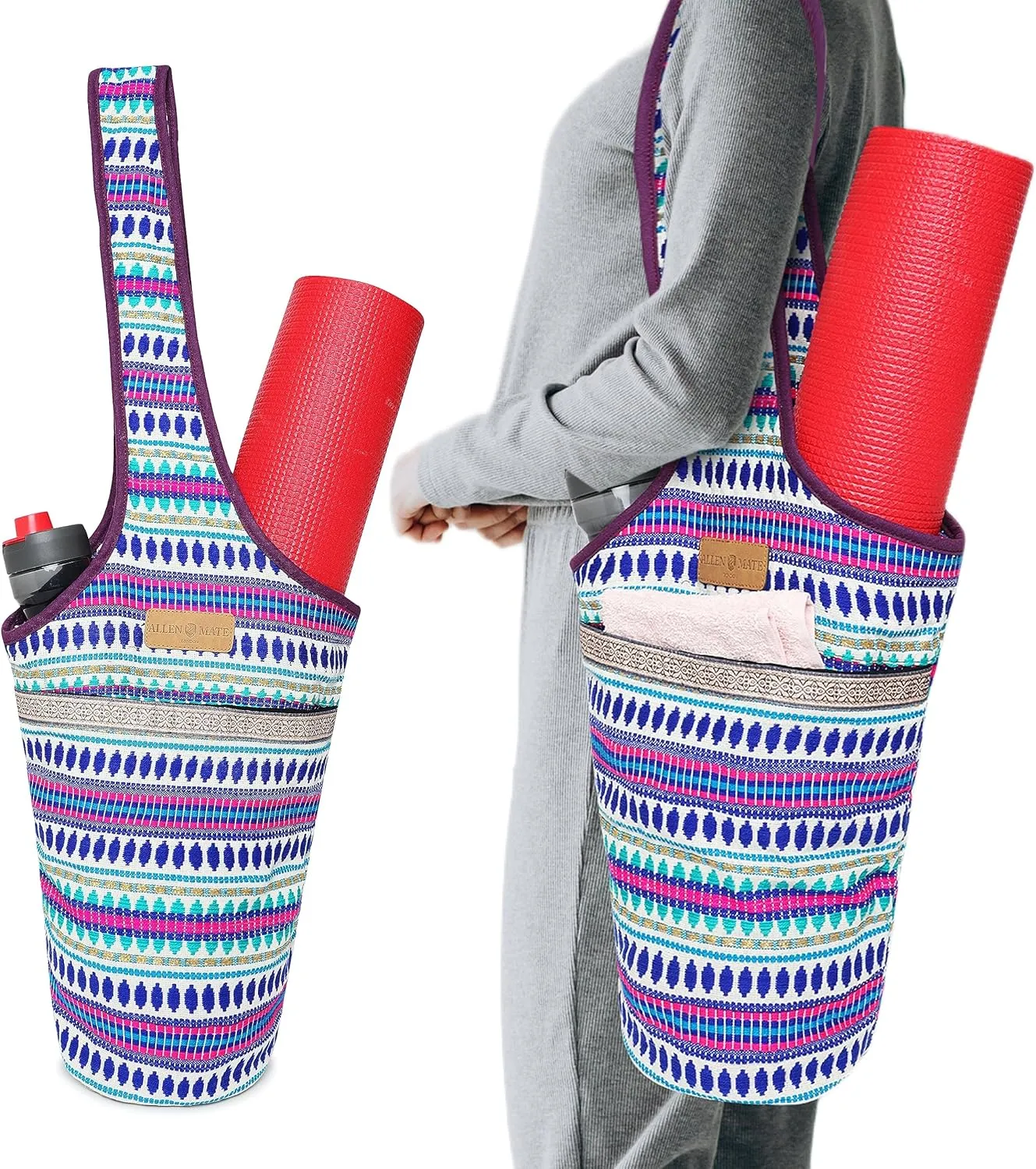 ALLEN & MATE Unisex Yoga Exercise Mat Bag with Large Size Pocket, Big Capacity Mat Tote Shoulder Carrier for Men & Women