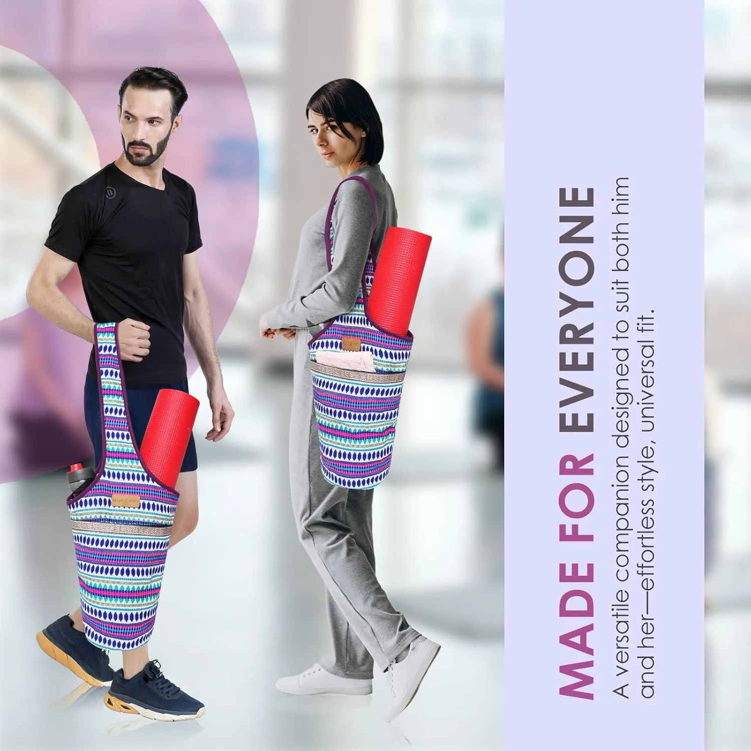 ALLEN & MATE Unisex Yoga Exercise Mat Bag with Large Size Pocket, Big Capacity Mat Tote Shoulder Carrier for Men & Women