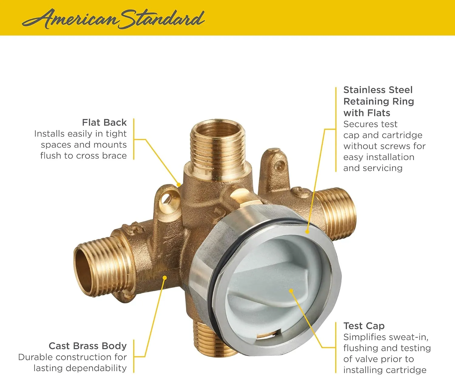 American Standard RU101 Flash Shower Rough-in Valve with Universal Inlets and Outlets, Unfinished