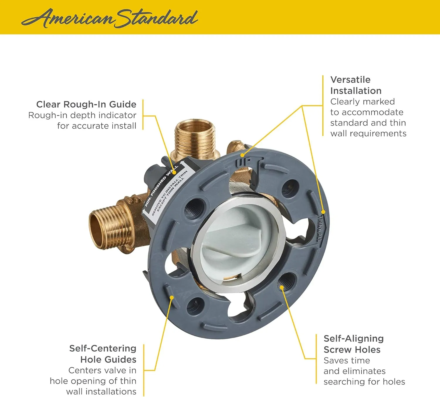 American Standard RU101 Flash Shower Rough-in Valve with Universal Inlets and Outlets, Unfinished