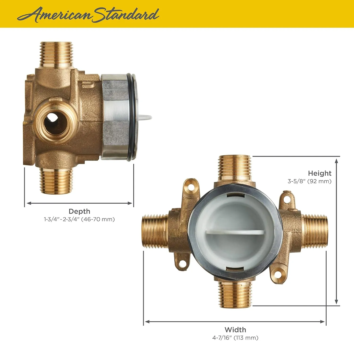 American Standard RU101 Flash Shower Rough-in Valve with Universal Inlets and Outlets, Unfinished