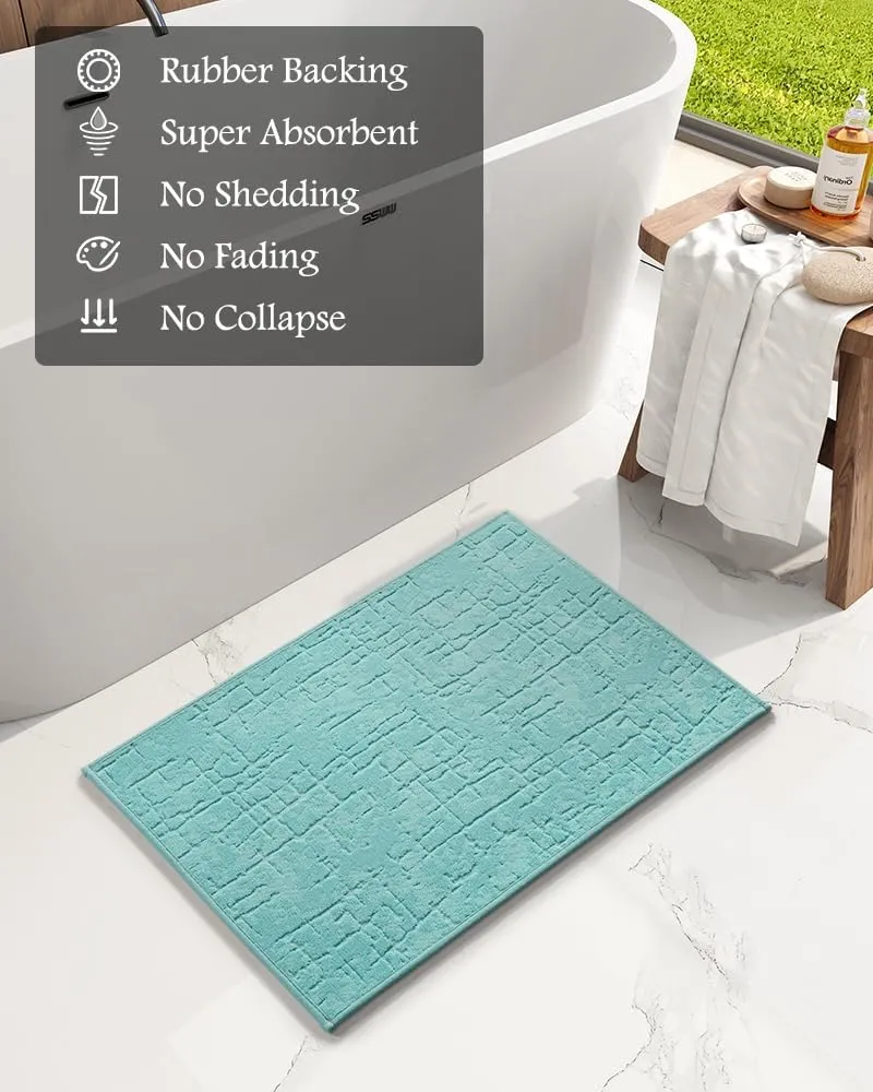 AMOAMI-Bath Mat-Super Absorbent Quick Dry Bathroom Floor Mats-Rubber Backing Washable Bath Mats for Bathroom Thin Bahtroom Rugs Fit Under Door-Bath Rug for in Fornt of Sink,Bathtub,Shower Room