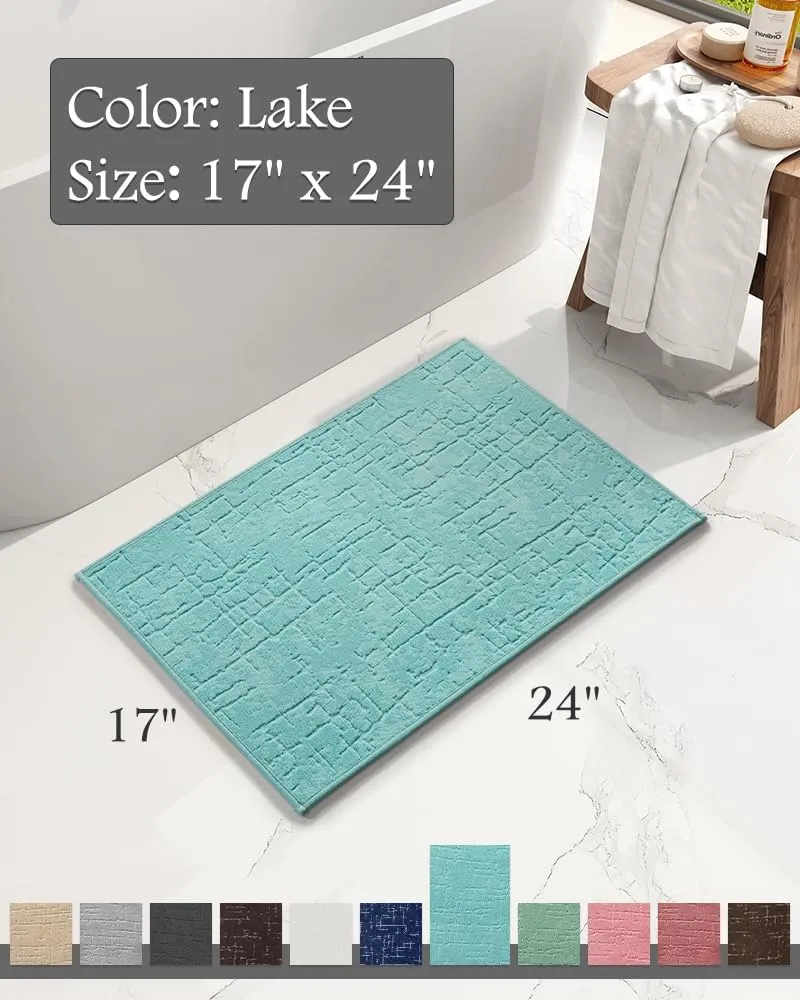 AMOAMI-Bath Mat-Super Absorbent Quick Dry Bathroom Floor Mats-Rubber Backing Washable Bath Mats for Bathroom Thin Bahtroom Rugs Fit Under Door-Bath Rug for in Fornt of Sink,Bathtub,Shower Room