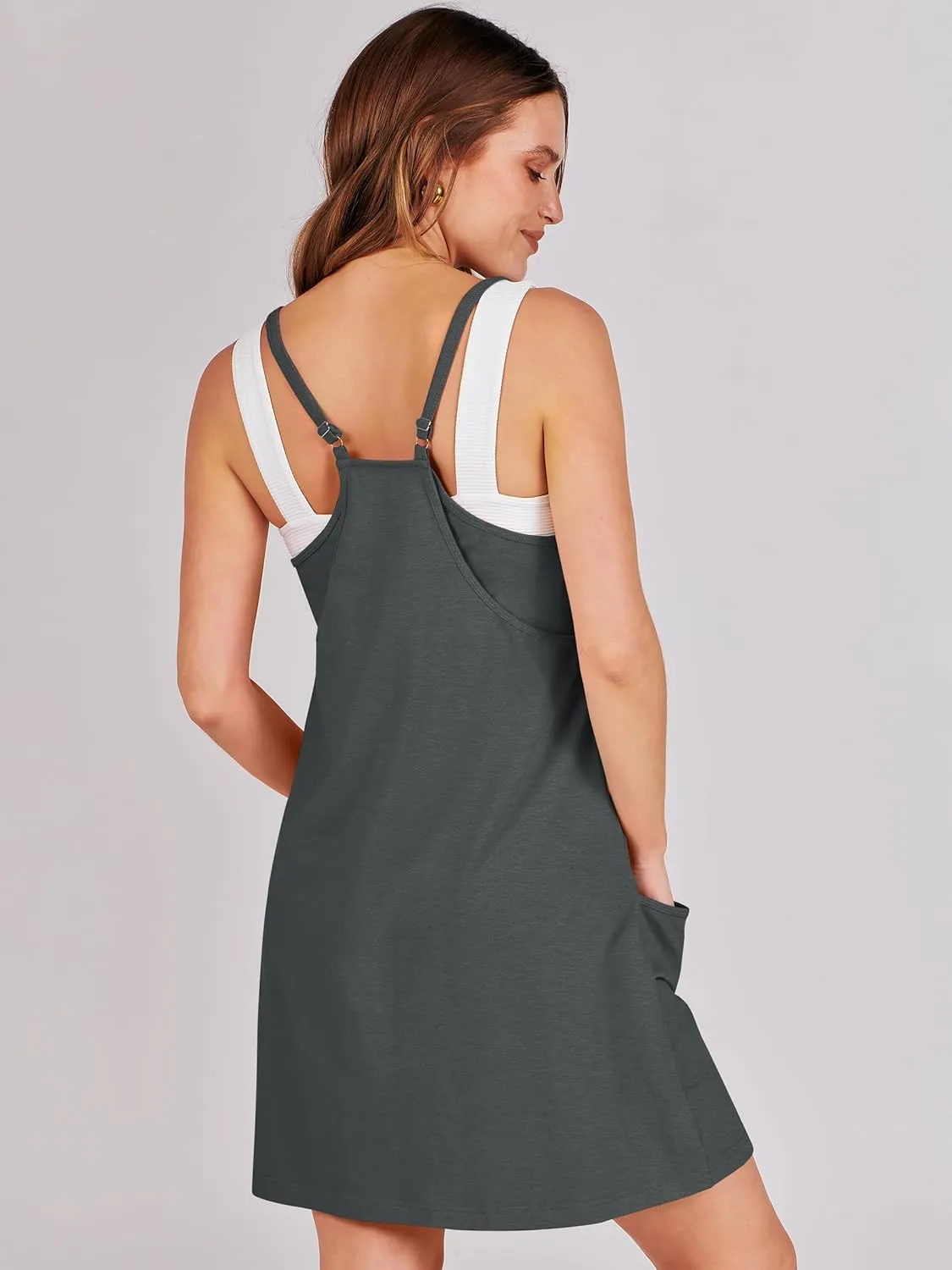 ANRABESS Women Athletic Dress Summer Tennis Workout Active Sports Mini Romper Dress Built in Shorts Travel Vacation Clothes