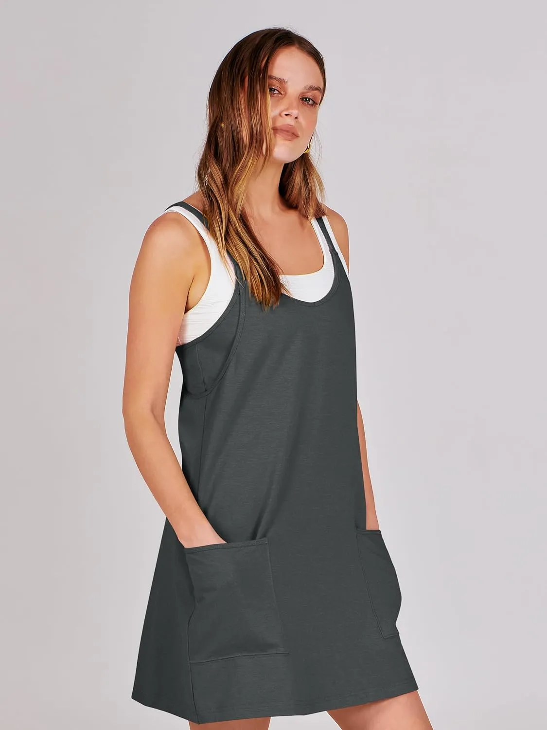 ANRABESS Women Athletic Dress Summer Tennis Workout Active Sports Mini Romper Dress Built in Shorts Travel Vacation Clothes
