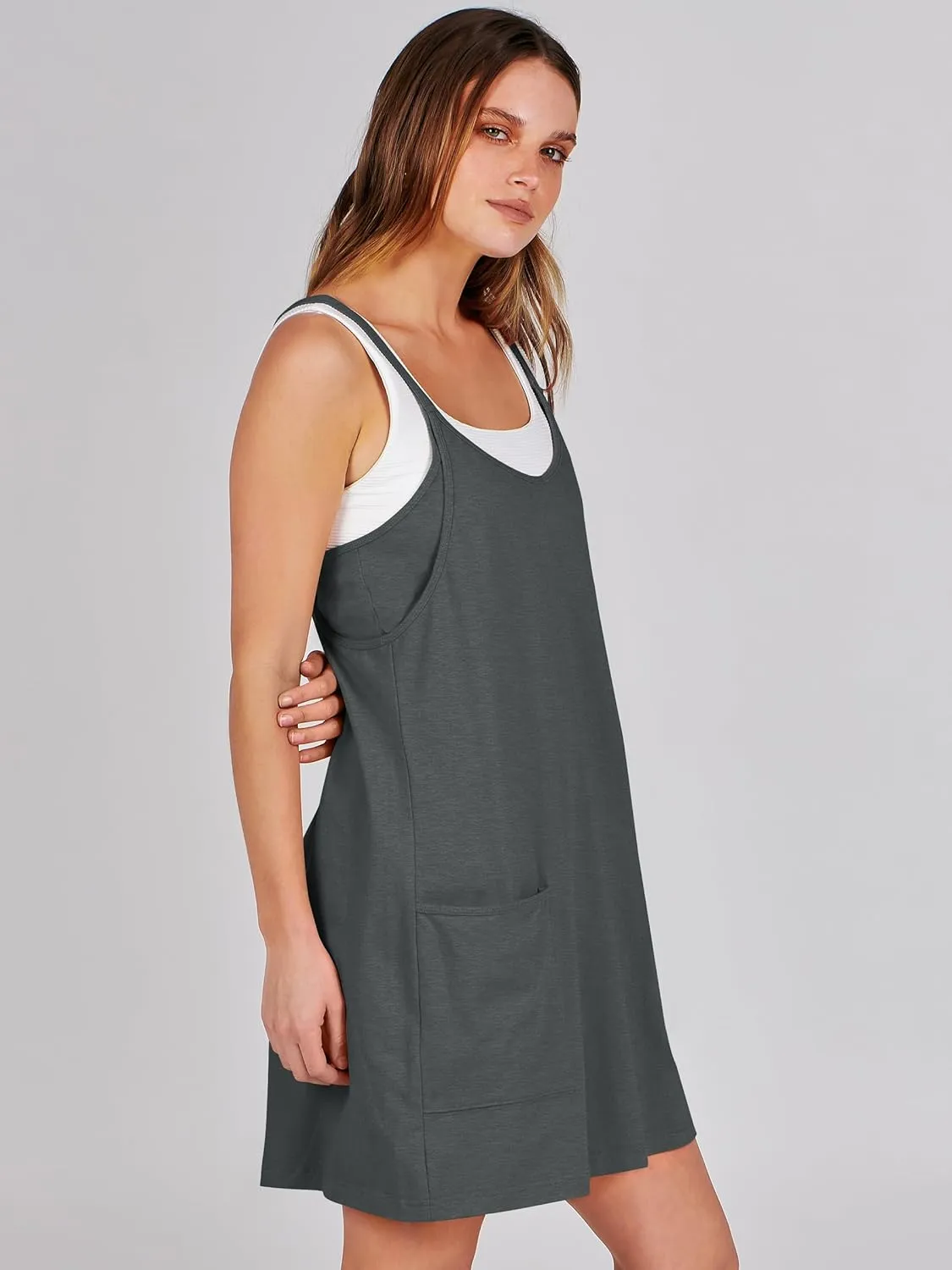 ANRABESS Women Athletic Dress Summer Tennis Workout Active Sports Mini Romper Dress Built in Shorts Travel Vacation Clothes