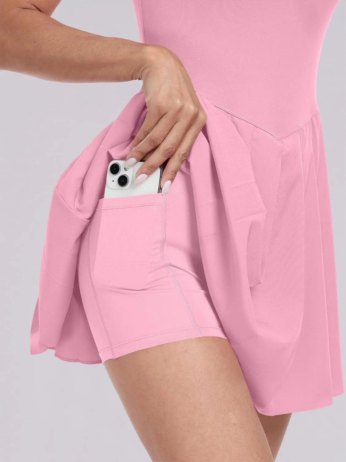ANRABESS Women's Tennis Athletic Pleated Summer Mini Dress 2025 Golf Workout Build in Shorts Casual Romper Short Sundress