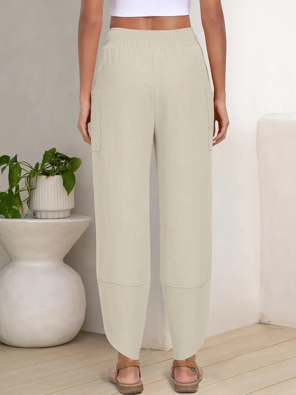 ANRABESS Womens Wide Leg Palazzo Capri Pants 2025 Summer Casual Loose High Waisted Lounge Flowy Cropped Beach Work Trousers