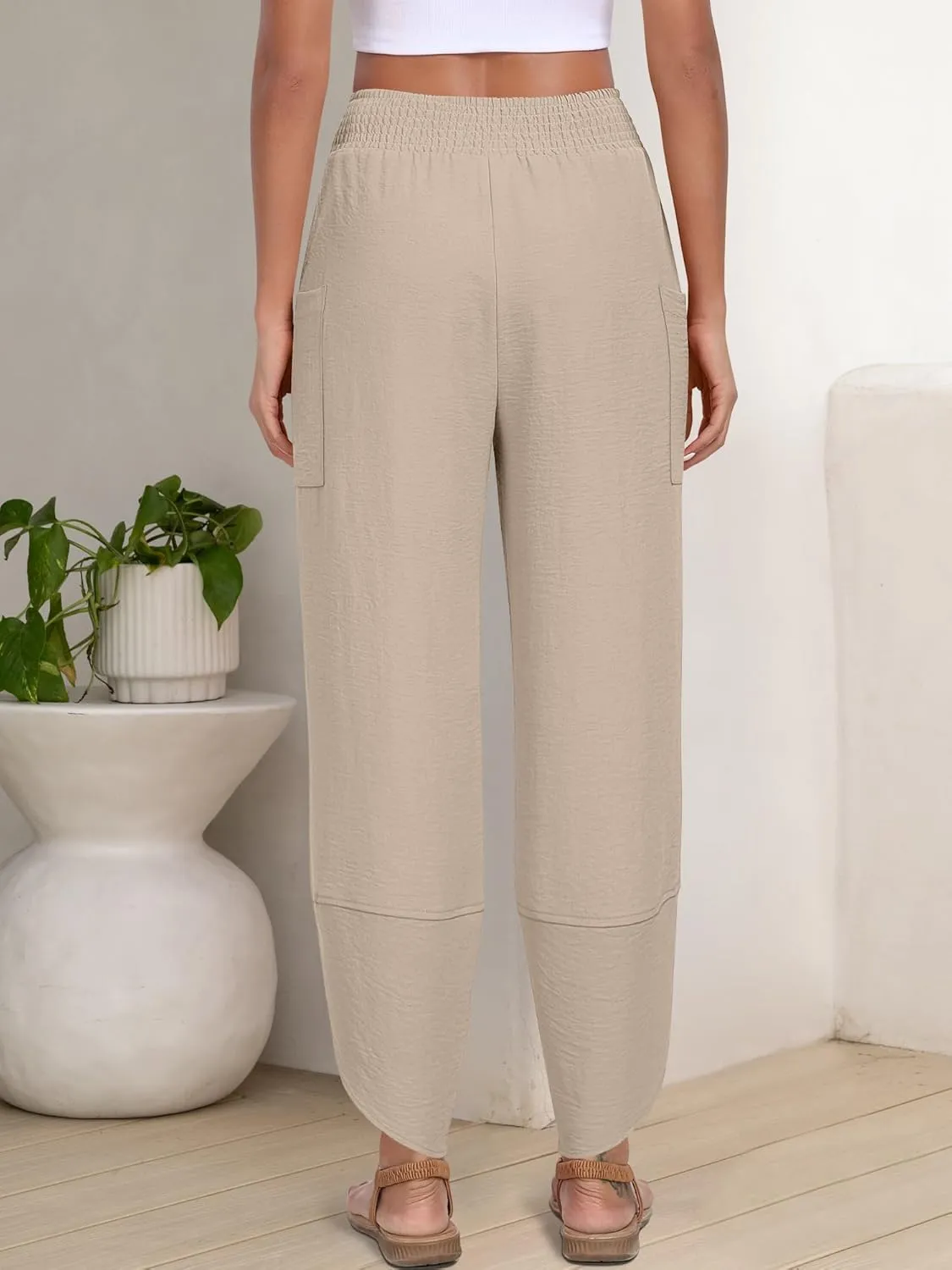 ANRABESS Womens Wide Leg Palazzo Capri Pants 2025 Summer Casual Loose High Waisted Lounge Flowy Cropped Beach Work Trousers