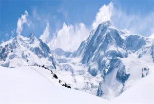 AOFOTO 8x6ft Snowy Mountain Range Backdrop Cold Winter Scenery Photography Background Blue Sky Snow-Covered Alpine Snow High Hill Peak Ski Nature Landscape Travel Photo Studio Props Vinyl Wallpaper