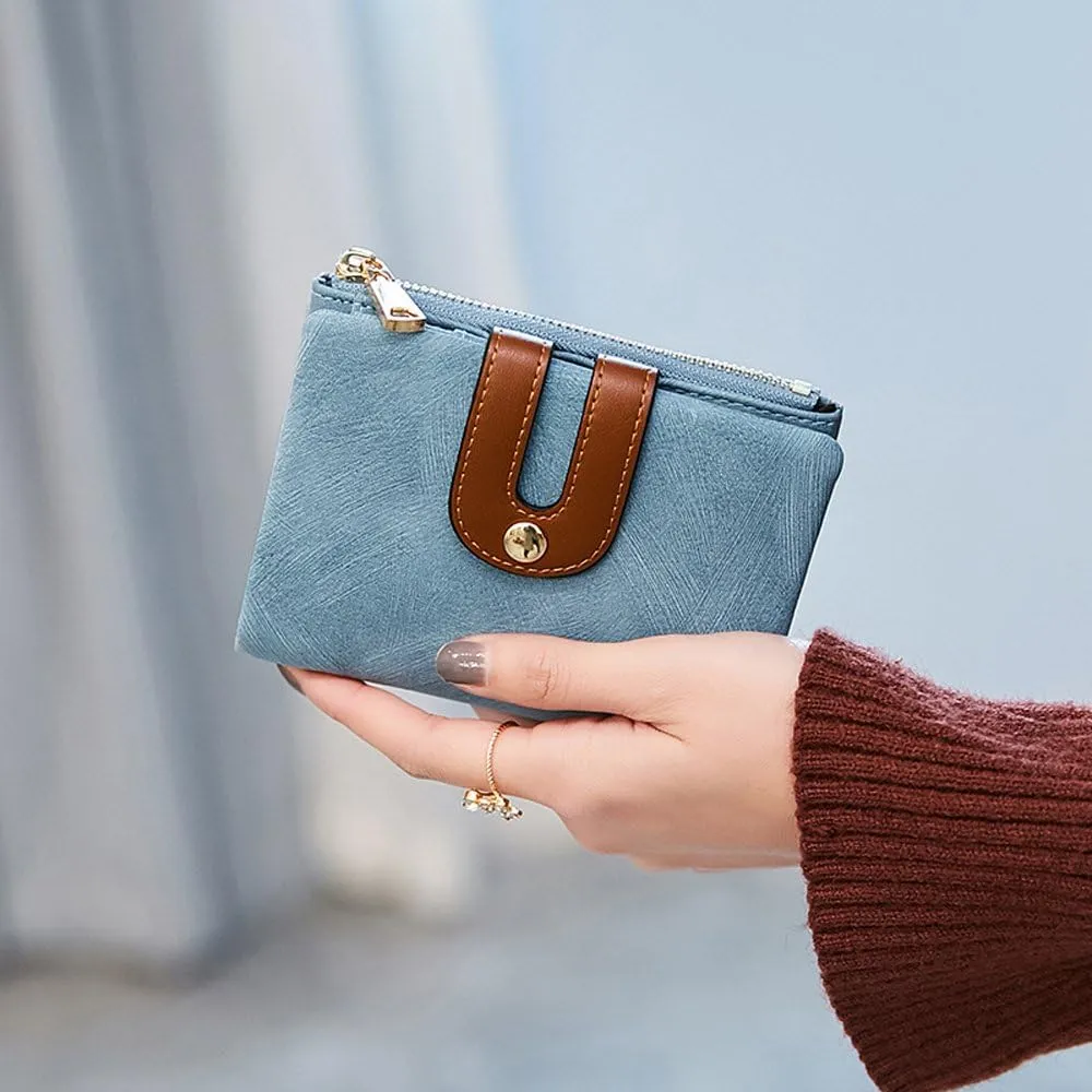 AOXONEL Women's Rfid Small Bifold Leather Wallet Ladies Mini Zipper Coin Purse id card Pocket,Slim Compact Thin