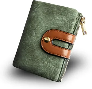 AOXONEL Women's Rfid Small Bifold Leather Wallet Ladies Mini Zipper Coin Purse id card Pocket,Slim Compact Thin