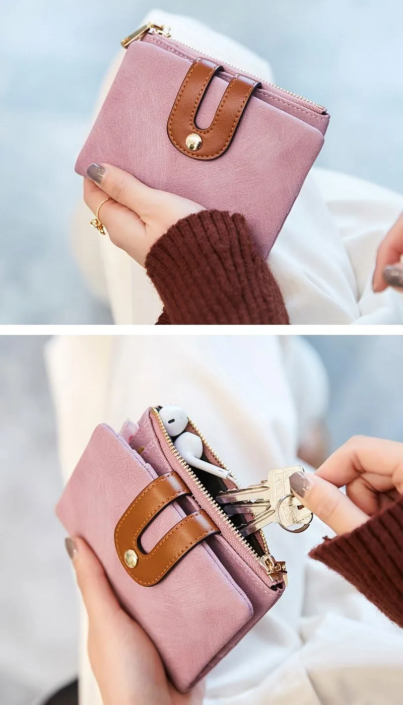 AOXONEL Women's Rfid Small Bifold Leather Wallet Ladies Mini Zipper Coin Purse id card Pocket,Slim Compact Thin