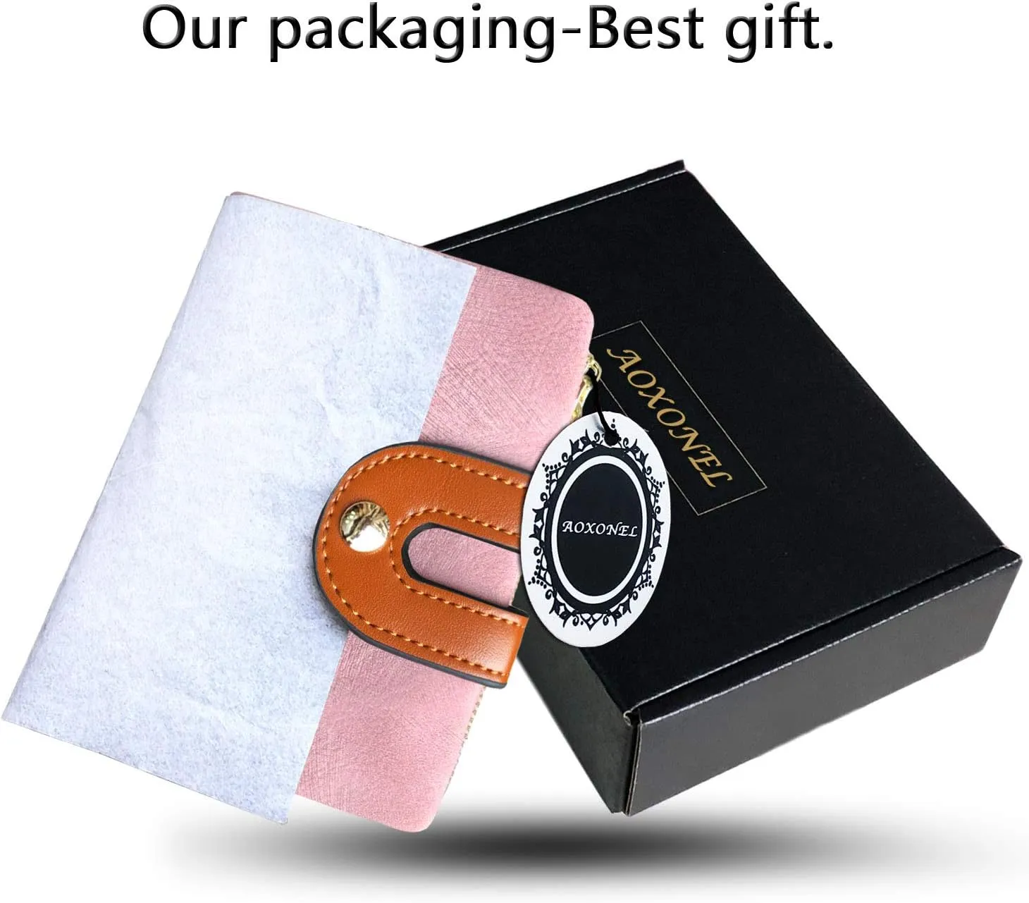 AOXONEL Women's Rfid Small Bifold Leather Wallet Ladies Mini Zipper Coin Purse id card Pocket,Slim Compact Thin
