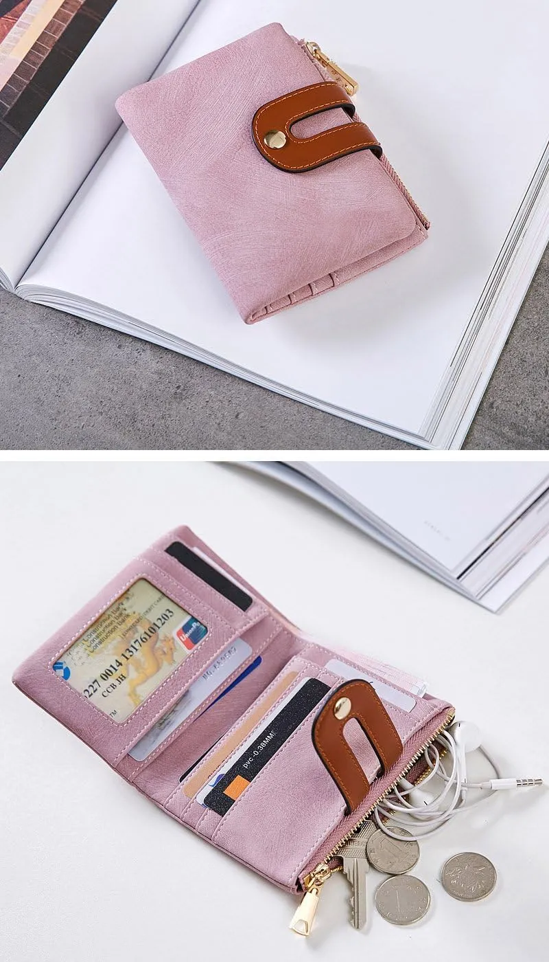 AOXONEL Women's Rfid Small Bifold Leather Wallet Ladies Mini Zipper Coin Purse id card Pocket,Slim Compact Thin