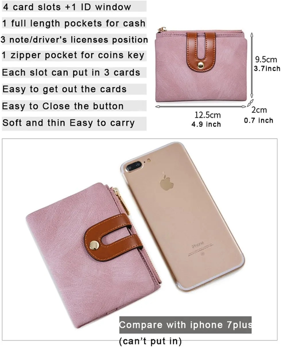 AOXONEL Women's Rfid Small Bifold Leather Wallet Ladies Mini Zipper Coin Purse id card Pocket,Slim Compact Thin