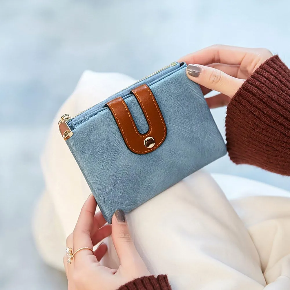 AOXONEL Women's Rfid Small Bifold Leather Wallet Ladies Mini Zipper Coin Purse id card Pocket,Slim Compact Thin