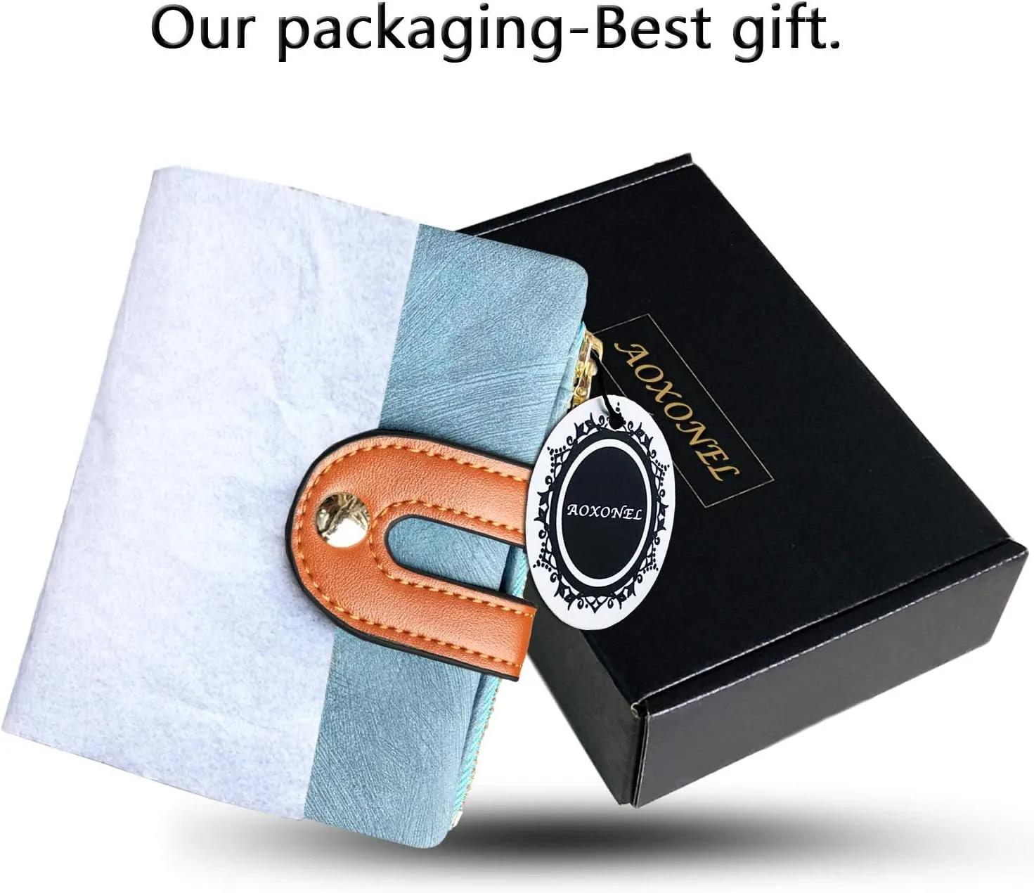 AOXONEL Women's Rfid Small Bifold Leather Wallet Ladies Mini Zipper Coin Purse id card Pocket,Slim Compact Thin