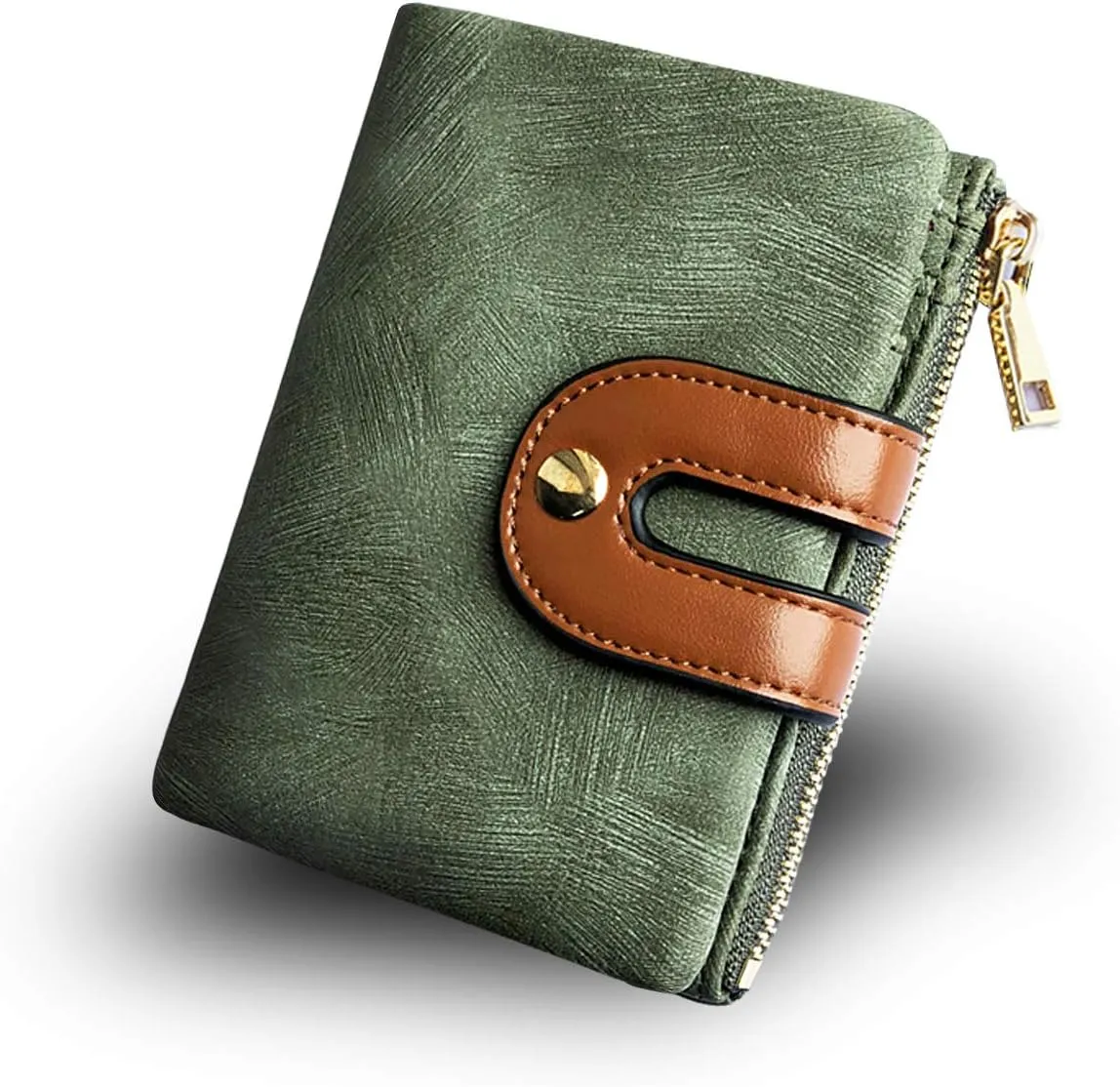 AOXONEL Women's Rfid Small Bifold Leather Wallet Ladies Mini Zipper Coin Purse id card Pocket,Slim Compact Thin