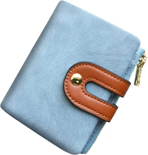 AOXONEL Women's Rfid Small Bifold Leather Wallet Ladies Mini Zipper Coin Purse id card Pocket,Slim Compact Thin