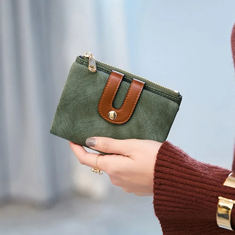 AOXONEL Women's Rfid Small Bifold Leather Wallet Ladies Mini Zipper Coin Purse id card Pocket,Slim Compact Thin