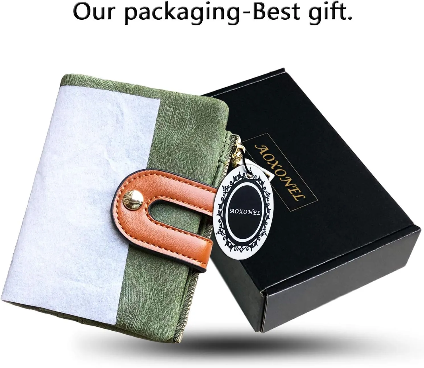 AOXONEL Women's Rfid Small Bifold Leather Wallet Ladies Mini Zipper Coin Purse id card Pocket,Slim Compact Thin