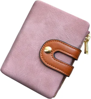 AOXONEL Women's Rfid Small Bifold Leather Wallet Ladies Mini Zipper Coin Purse id card Pocket,Slim Compact Thin