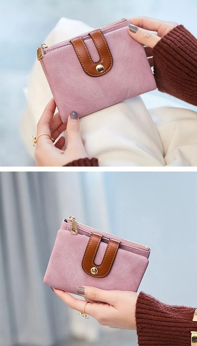 AOXONEL Women's Rfid Small Bifold Leather Wallet Ladies Mini Zipper Coin Purse id card Pocket,Slim Compact Thin