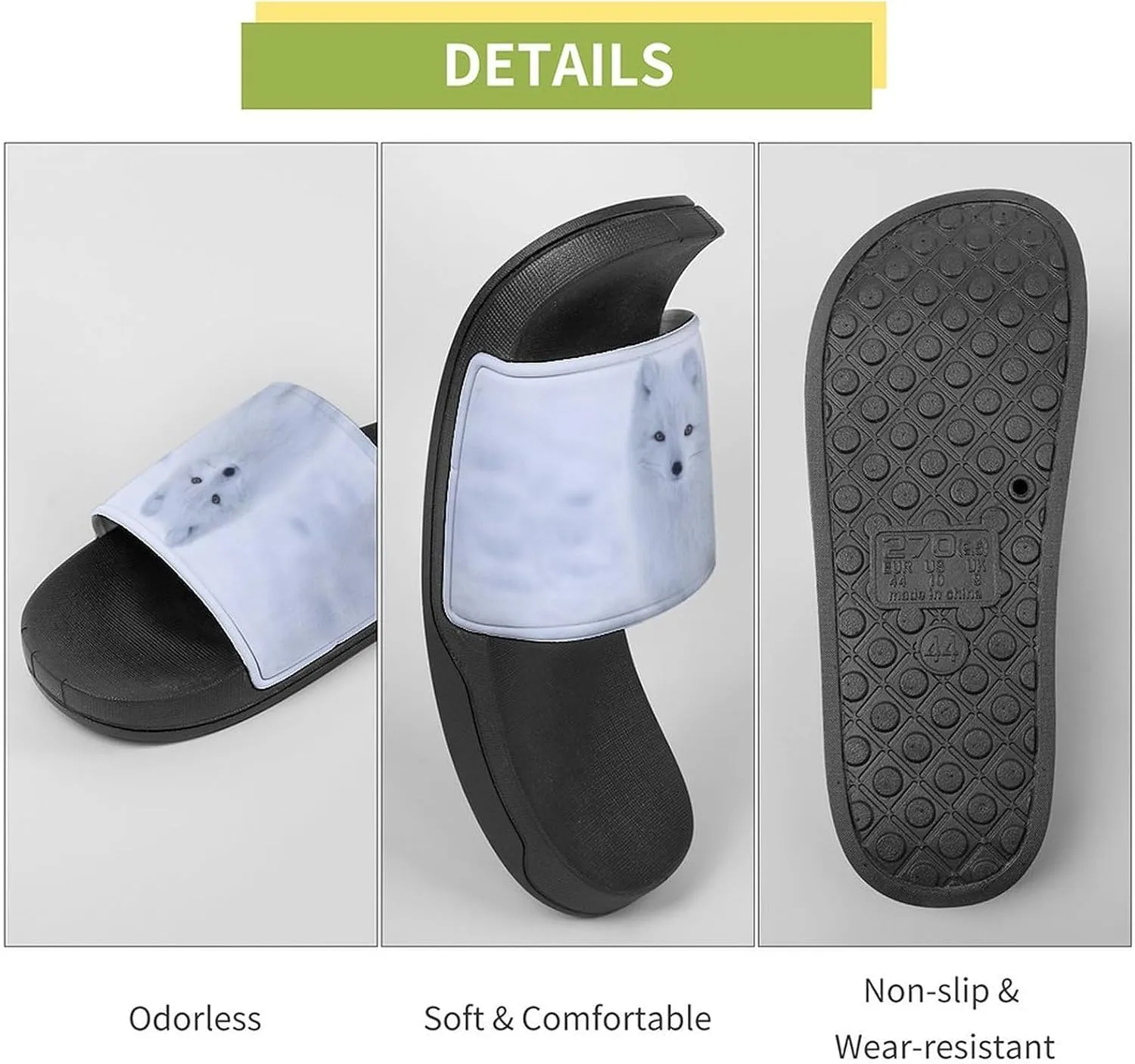 Arctic And Fox Snowy House Slippers for Women Men Shower Slides Bathroom Sandals
