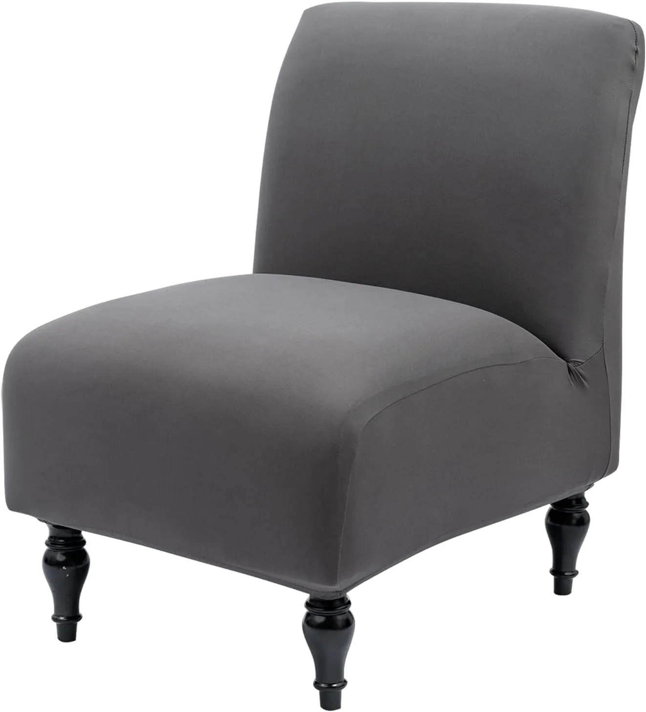 Armless Accent Slipper Chair Cover Slipcover,Stretch Spandex Removable Jacquard Non-Slip Silp Cover for Accent Chair Without Arms Furniture Protector for Living Dining Room(Dark Gray, 1)