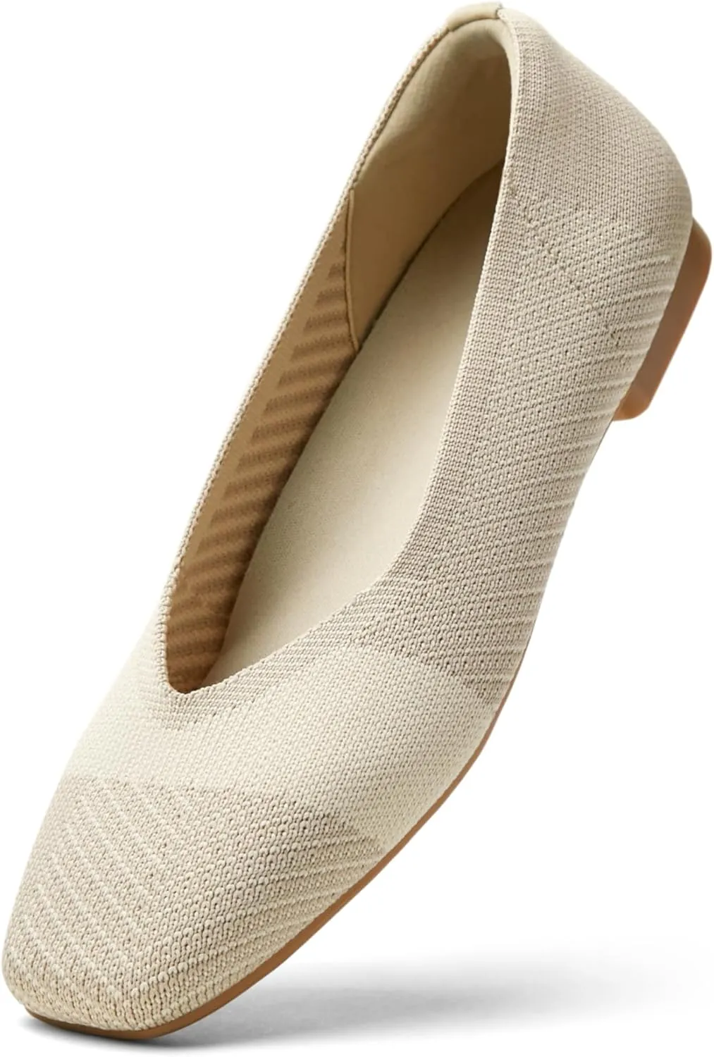 Arromic Black Flats Shoes for Women, Square Toe Ballet Flats Shoes, Washable Comfortable Knit Flats for Women, Soft Slip on Black Flats for Dressy Wedding Work Office Casual