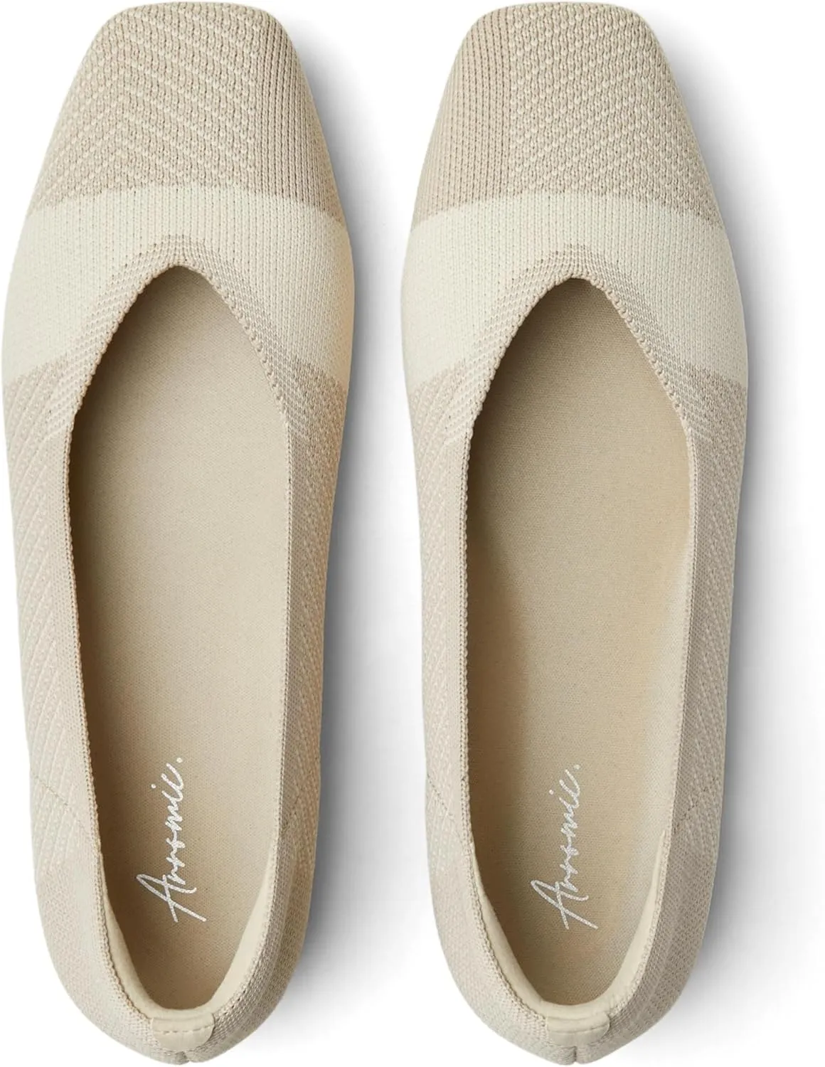Arromic Black Flats Shoes for Women, Square Toe Ballet Flats Shoes, Washable Comfortable Knit Flats for Women, Soft Slip on Black Flats for Dressy Wedding Work Office Casual