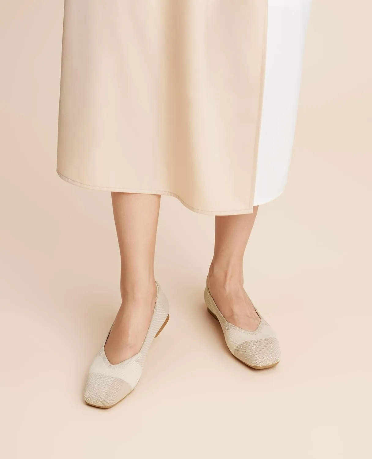 Arromic Black Flats Shoes for Women, Square Toe Ballet Flats Shoes, Washable Comfortable Knit Flats for Women, Soft Slip on Black Flats for Dressy Wedding Work Office Casual