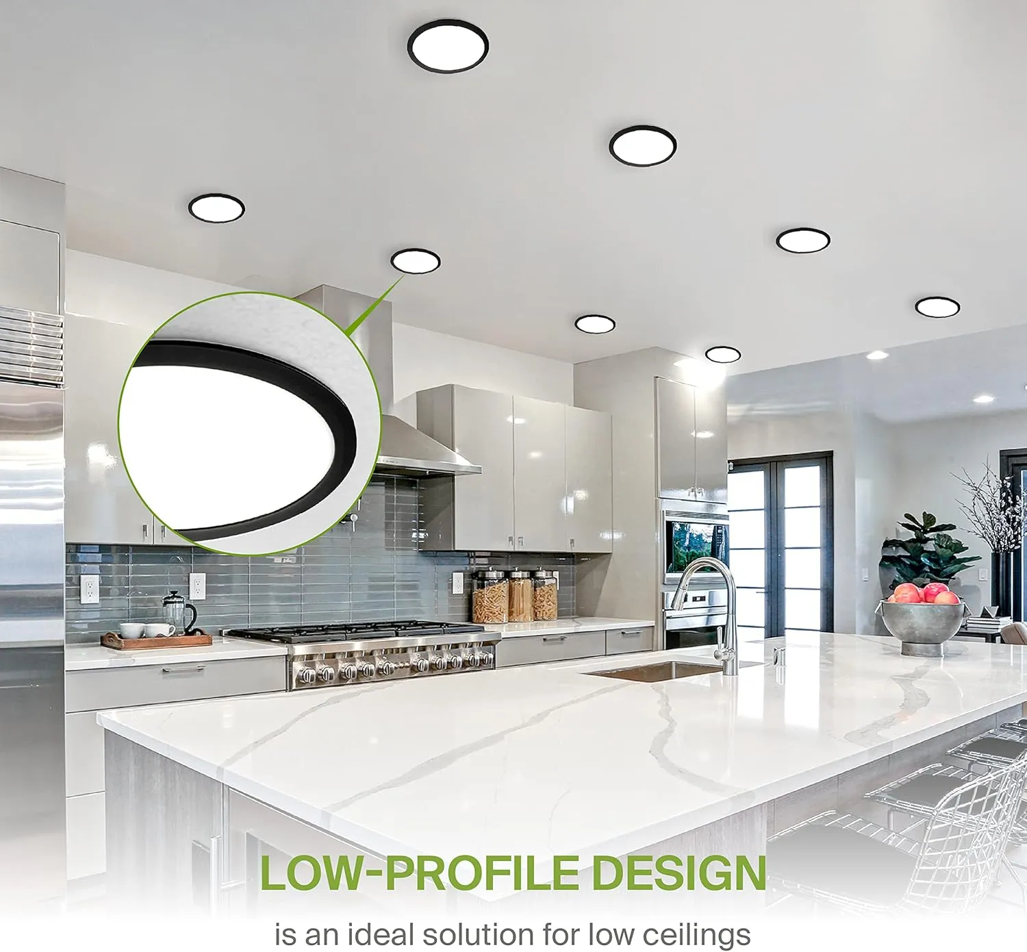ASD 1 Pack 12 Inch LED Recessed Lighting, 5 CCT 2700K-5000K CRI90 , 24W 90W Eqv, Ultra Thin Dimmable Ceiling Lights with J Box, Canless Wafer Downlight, Round Slim Panel Light, UL Energy Star, Black