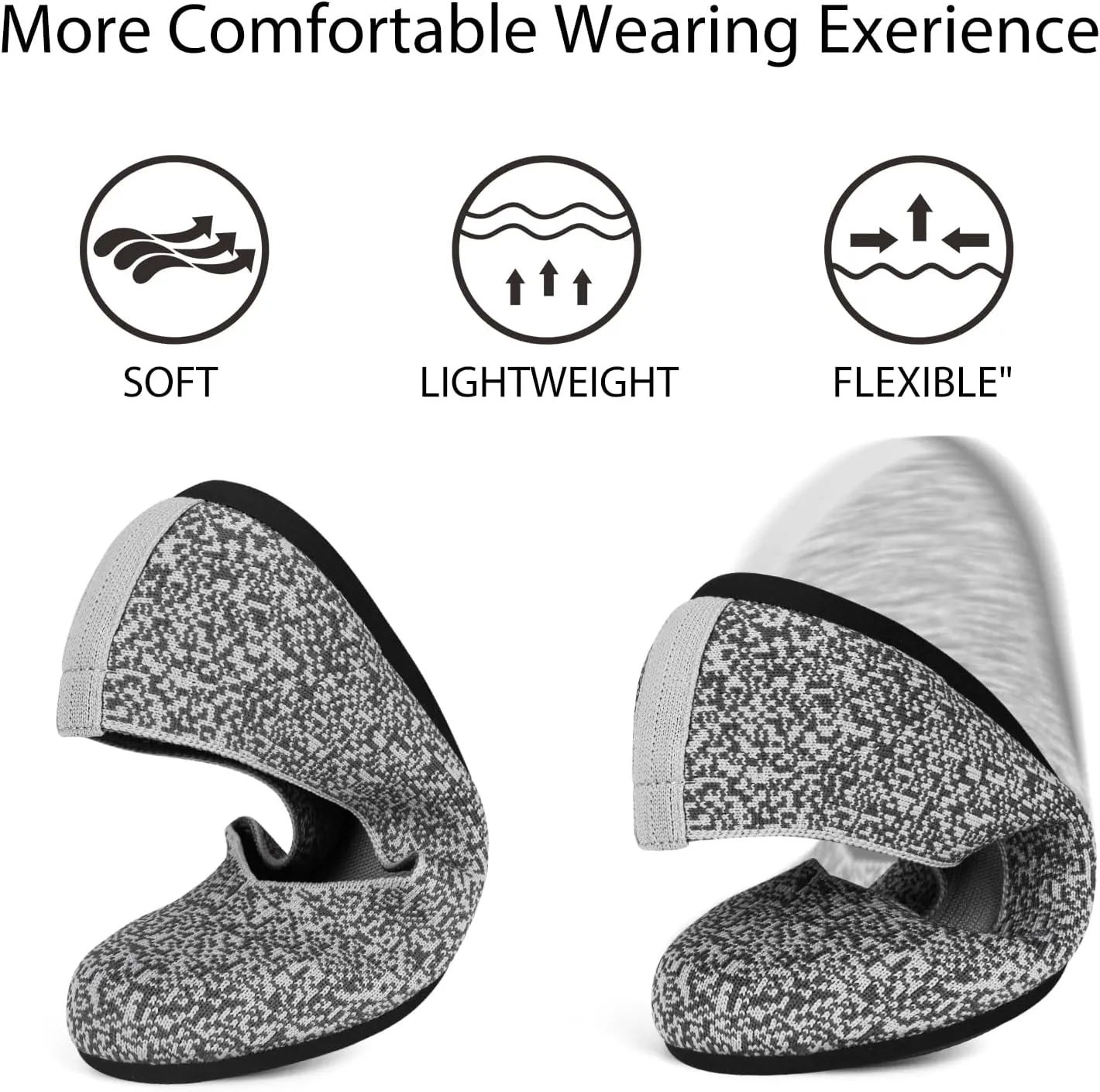 ATHMILE Women's Flat Ballet Shoes Knit Flat Shoes for Women Round Toe Slip on Women Flats for Dressy Casual Office Work Wedding Comfort Soft