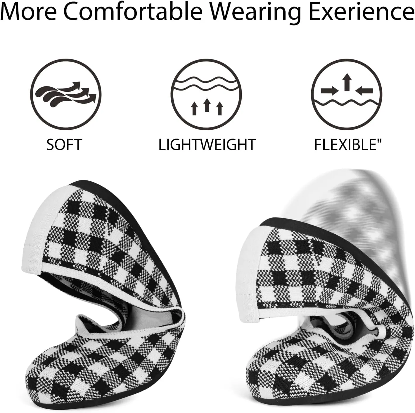 ATHMILE Women's Flat Ballet Shoes Knit Flat Shoes for Women Round Toe Slip on Women Flats for Dressy Casual Office Work Wedding Comfort Soft