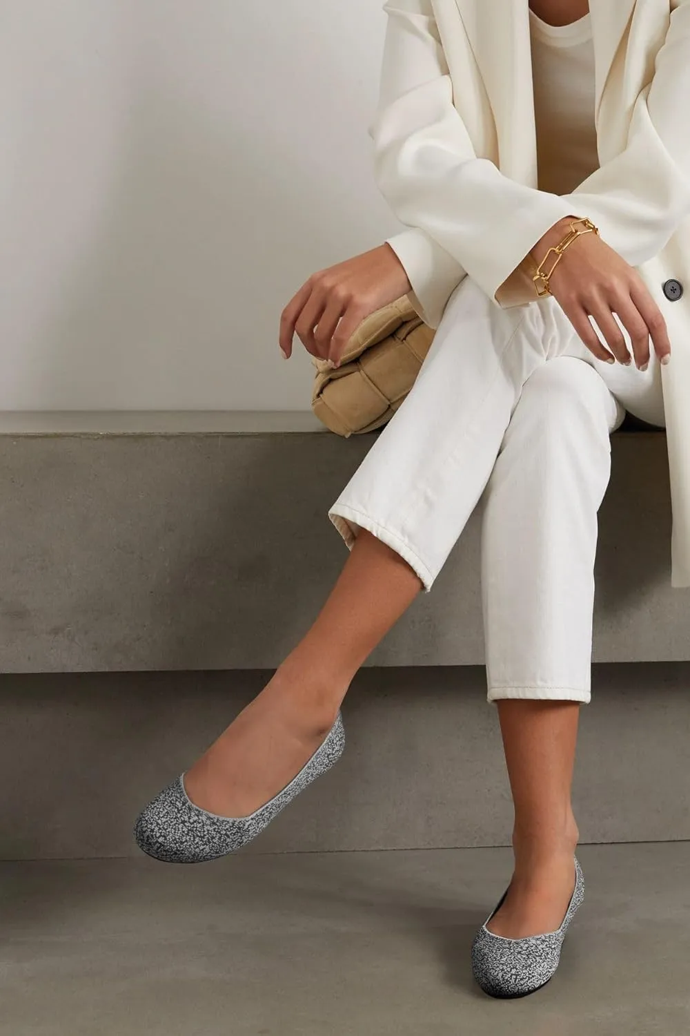 ATHMILE Women's Flat Ballet Shoes Knit Flat Shoes for Women Round Toe Slip on Women Flats for Dressy Casual Office Work Wedding Comfort Soft