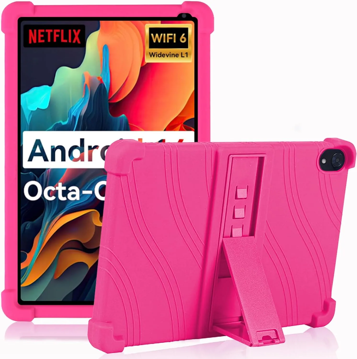 ATOOZ for Urao C107 Tablet Case 10.1 inch,Soft Silicone Kids Case for Urao 10.1 inch Tablet 2025 with Stand (Rose red)