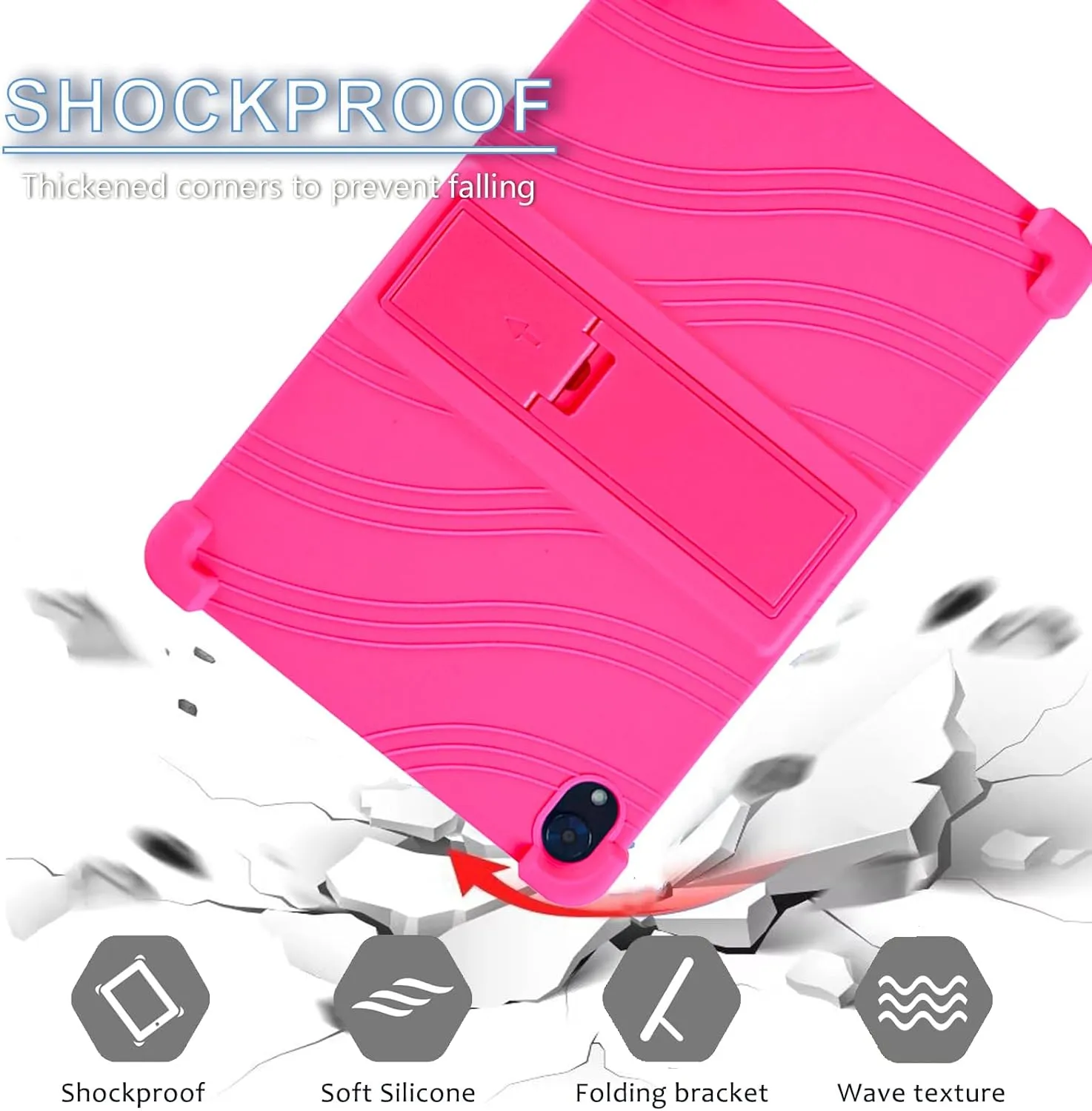 ATOOZ for Urao C107 Tablet Case 10.1 inch,Soft Silicone Kids Case for Urao 10.1 inch Tablet 2025 with Stand (Rose red)