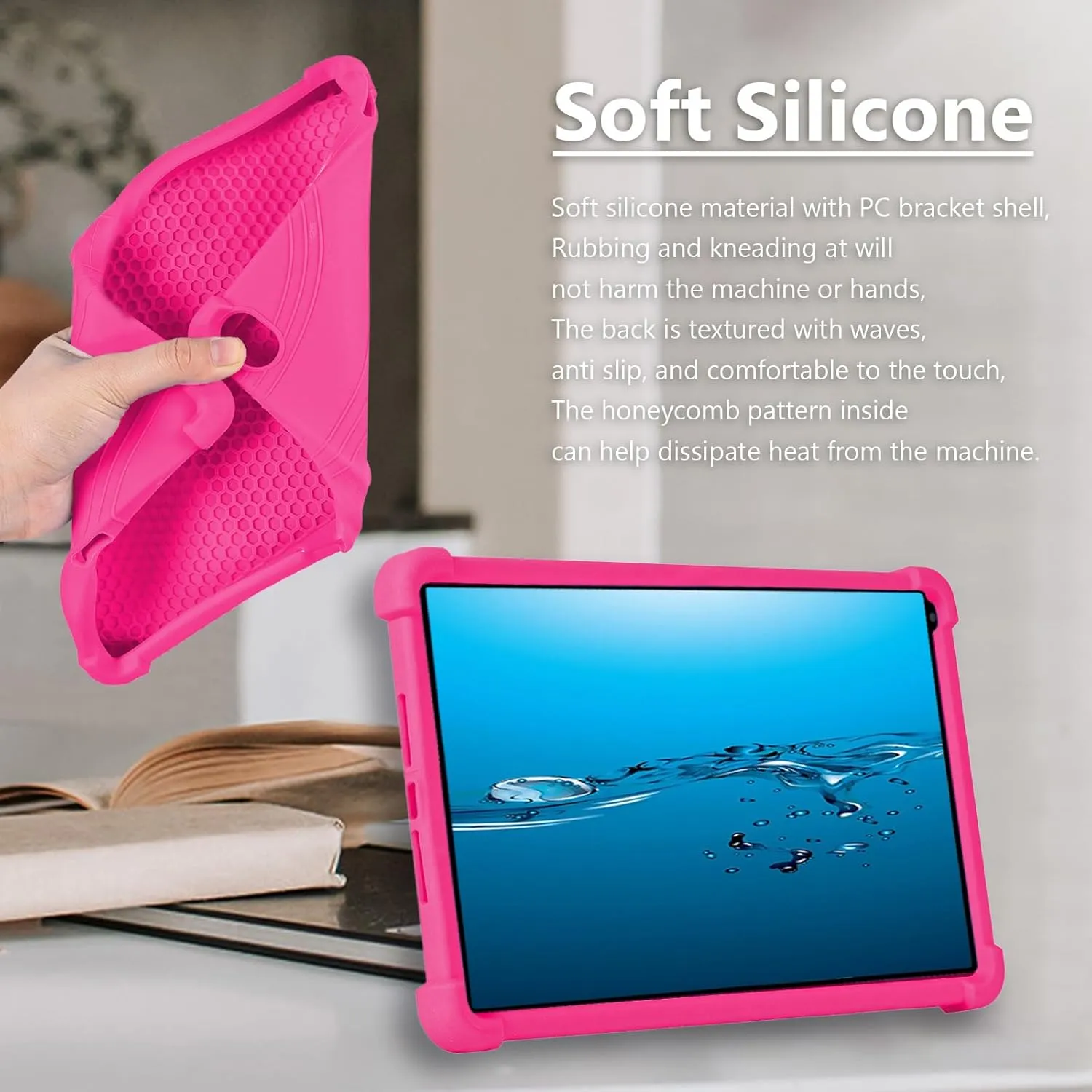 ATOOZ for Urao C107 Tablet Case 10.1 inch,Soft Silicone Kids Case for Urao 10.1 inch Tablet 2025 with Stand (Rose red)