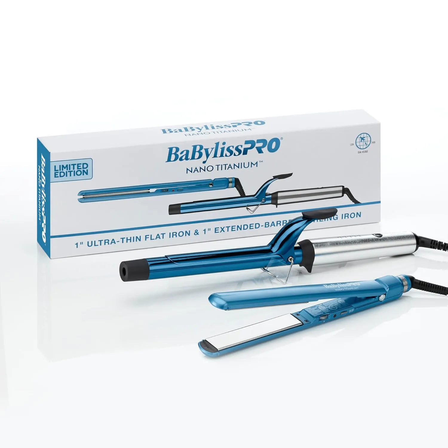 BabylissPRO Nano Titanium Ultra-Thin Hair Straightener, Professional Flat Iron For All Hair Types