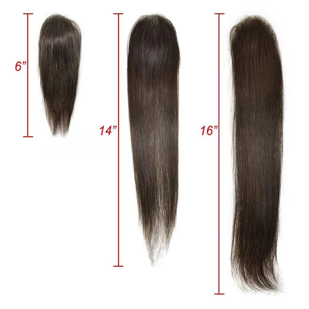 Bald Spot Hair Patch For Men V-Looped Remy Human Hair Patch For Bald Spot Natural lookimg Hair Replacement Unit Thin Skin Hair Piece for Bald Spot Hair Systems (#4 MEDIUM BROWN, 4cm X 8cm - 6 INCH)